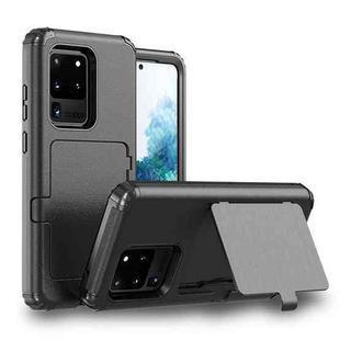 For Samsung Galaxy S20+ Dustproof Pressure-proof Shockproof PC + TPU Case with Card Slot & Mirror(Black)