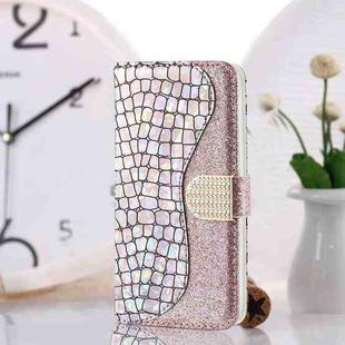 For Samsung Galaxy M51 Laser Glitter Powder Matching Crocodile Texture Horizontal Flip Leather Case with Card Slots & Holder & Wallet(Silver)