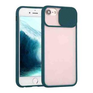 Sliding Camera Cover Design TPU Protective Case For iPhone SE / 8 / 7(Dark Green)
