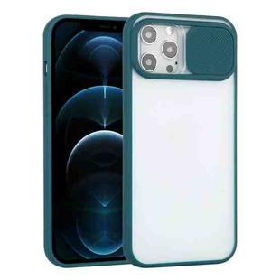 For iPhone 12 Pro Max Sliding Camera Cover Design TPU Protective Case(Dark Green)