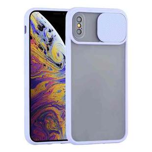For iPhone X / XS Sliding Camera Cover Design TPU Protective Case(Purple)