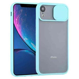 For iPhone XR Sliding Camera Cover Design TPU Protective Case(Sky Blue)