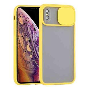 For iPhone XS Max Sliding Camera Cover Design TPU Protective Case(Yellow)