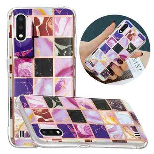 For Samsung Galaxy A01 Flat Plating Splicing Gilding Protective Case(Square Color Matching)