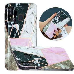 For Samsung Galaxy A20 / A30 Flat Plating Splicing Gilding Protective Case(Grey Pink White Marble Color Matching)