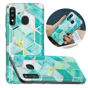 For Samsung Galaxy A20 / A30 Flat Plating Splicing Gilding Protective Case(Green Glitter Color Matching)