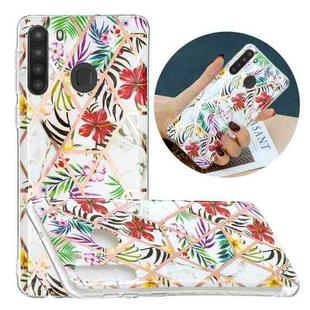 For Samsung Galaxy A21 Flat Plating Splicing Gilding Protective Case(Tropical Rainforest Color Matching)