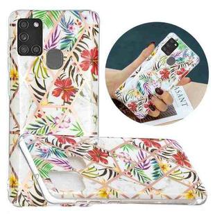 For Samsung Galaxy A21s Flat Plating Splicing Gilding Protective Case(Tropical Rainforest Color Matching)