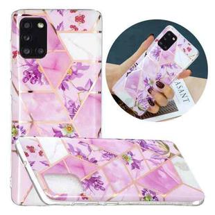 For Samsung Galaxy A31 Flat Plating Splicing Gilding Protective Case(Purple Flowers Color Matching)