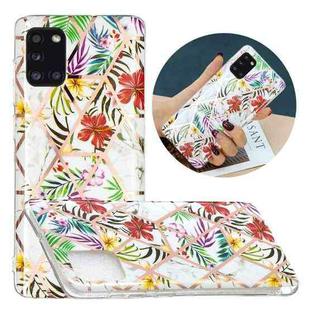 For Samsung Galaxy A31 Flat Plating Splicing Gilding Protective Case(Tropical Rainforest Color Matching)