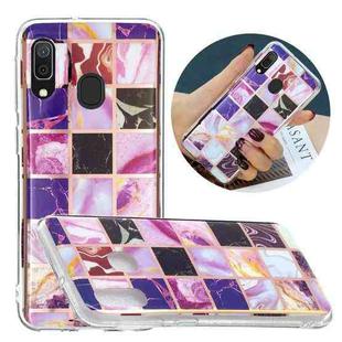 For Samsung Galaxy A40 Flat Plating Splicing Gilding Protective Case(Square Color Matching)