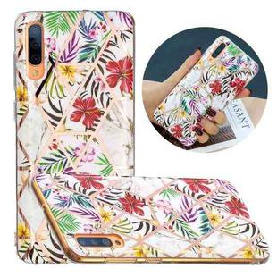 For Samsung Galaxy A50 Flat Plating Splicing Gilding Protective Case(Tropical Rainforest Color Matching)