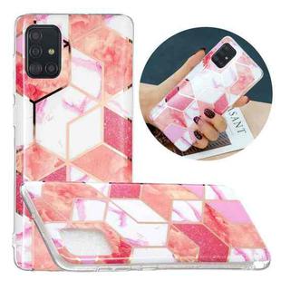 For Samsung Galaxy A51 Flat Plating Splicing Gilding Protective Case(Cherry Glitter Color Matching)