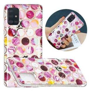 For Samsung Galaxy A51 Flat Plating Splicing Gilding Protective Case(Round Color Matching)