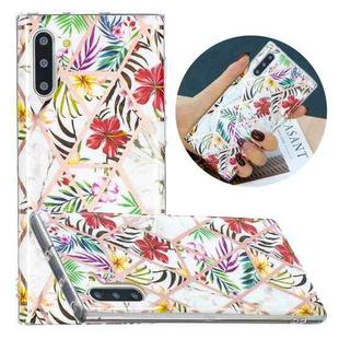 For Samsung Galaxy Note10 Flat Plating Splicing Gilding Protective Case(Tropical Rainforest Color Matching)