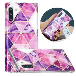 For Samsung Galaxy Note10 Flat Plating Splicing Gilding Protective Case(Rose Red Purple Color Matching)