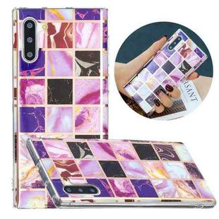 For Samsung Galaxy Note10 Flat Plating Splicing Gilding Protective Case(Square Color Matching)