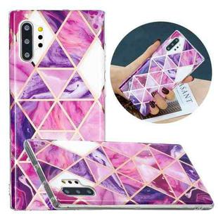For Samsung Galaxy Note10+ Flat Plating Splicing Gilding Protective Case(Rose Red Purple Color Matching)