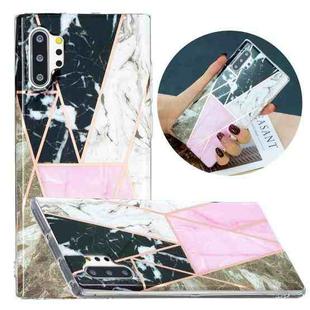 For Samsung Galaxy Note10+ Flat Plating Splicing Gilding Protective Case(Grey Pink White Marble Color Matching)