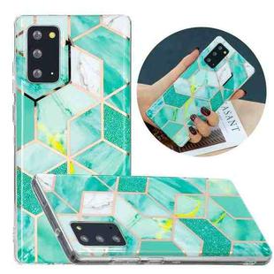 For Samsung Galaxy Note20 Flat Plating Splicing Gilding Protective Case(Green Glitter Color Matching)