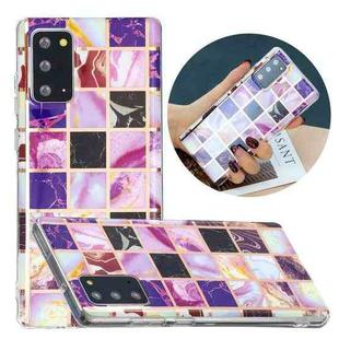 For Samsung Galaxy Note20 Flat Plating Splicing Gilding Protective Case(Square Color Matching)