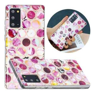 For Samsung Galaxy Note20 Flat Plating Splicing Gilding Protective Case(Round Color Matching)
