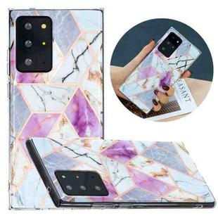For Samsung Galaxy Note20 Ultra Flat Plating Splicing Gilding Protective Case(Purple White Marble Color Matching)