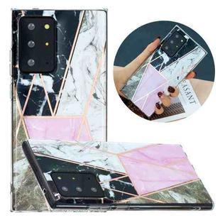 For Samsung Galaxy Note20 Ultra Flat Plating Splicing Gilding Protective Case(Grey Pink White Marble Color Matching)