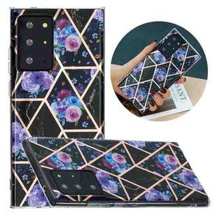 For Samsung Galaxy Note20 Ultra Flat Plating Splicing Gilding Protective Case(Black Background Flower Matching Color)