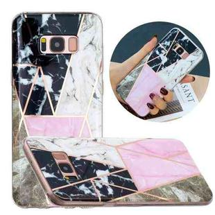 For Samsung Galaxy S8 Flat Plating Splicing Gilding Protective Case(Grey Pink White Marble Color Matching)