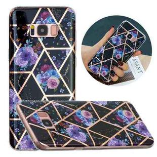For Samsung Galaxy S8 Flat Plating Splicing Gilding Protective Case(Black Background Flower Matching Color)