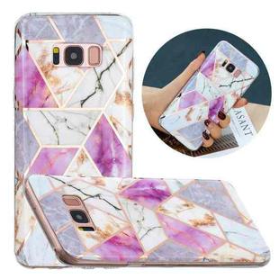 For Samsung Galaxy S8+ Flat Plating Splicing Gilding Protective Case(Purple White Marble Color Matching)
