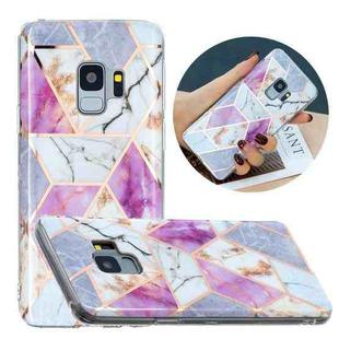 For Samsung Galaxy S9 Flat Plating Splicing Gilding Protective Case(Purple White Marble Color Matching)
