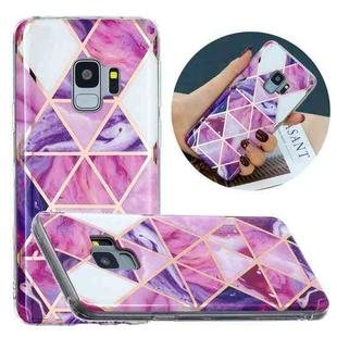 For Samsung Galaxy S9 Flat Plating Splicing Gilding Protective Case(Rose Red Purple Color Matching)