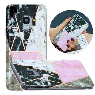 For Samsung Galaxy S9 Flat Plating Splicing Gilding Protective Case(Grey Pink White Marble Color Matching)