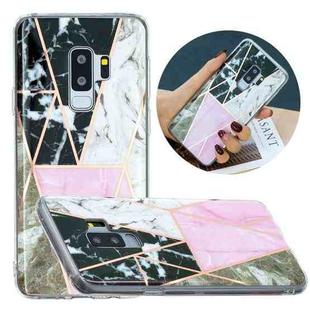 For Samsung Galaxy S9+ Flat Plating Splicing Gilding Protective Case(Grey Pink White Marble Color Matching)
