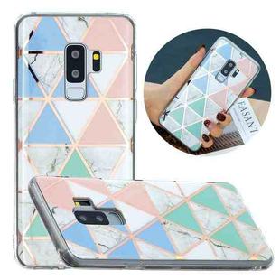 For Samsung Galaxy S9+ Flat Plating Splicing Gilding Protective Case(Blue White Green Pink Color Matching)