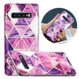 For Samsung Galaxy S10 Flat Plating Splicing Gilding Protective Case(Rose Red Purple Color Matching)