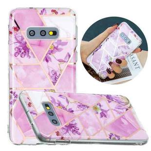 For Samsung Galaxy S10e Flat Plating Splicing Gilding Protective Case(Purple Flowers Color Matching)