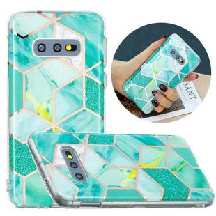 For Samsung Galaxy S10e Flat Plating Splicing Gilding Protective Case(Green Glitter Color Matching)