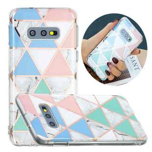 For Samsung Galaxy S10e Flat Plating Splicing Gilding Protective Case(Blue White Green Pink Color Matching)