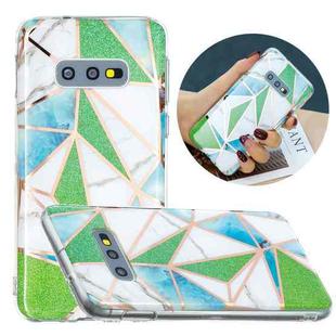 For Samsung Galaxy S10e Flat Plating Splicing Gilding Protective Case(Green Triangle Body Color Matching)