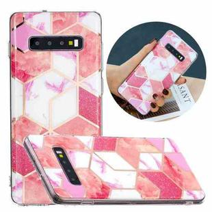 For Samsung Galaxy S10+ Flat Plating Splicing Gilding Protective Case(Cherry Glitter Color Matching)