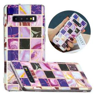 For Samsung Galaxy S10+ Flat Plating Splicing Gilding Protective Case(Square Color Matching)