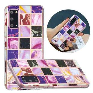 For Samsung Galaxy S20 Flat Plating Splicing Gilding Protective Case(Square Color Matching)