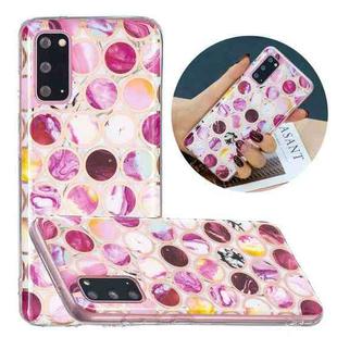 For Samsung Galaxy S20 Flat Plating Splicing Gilding Protective Case(Round Color Matching)