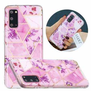 For Samsung Galaxy S20+ Flat Plating Splicing Gilding Protective Case(Purple Flowers Color Matching)