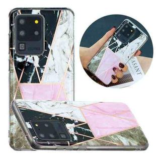 For Samsung Galaxy S20 Ultra Flat Plating Splicing Gilding Protective Case(Grey Pink White Marble Color Matching)