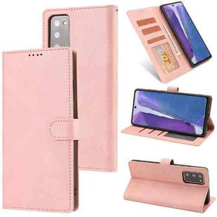 For Samsung Galaxy Note20 Fantasy Classic Skin-feel Calfskin Texture Magnetic Buckle Horizontal Flip PU Leather Case with Holder & Card Slot & Wallet(Pink)