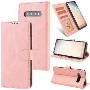 For Samsung Galaxy S10 Fantasy Classic Skin-feel Calfskin Texture Magnetic Buckle Horizontal Flip PU Leather Case with Holder & Card Slot & Wallet(Pink)